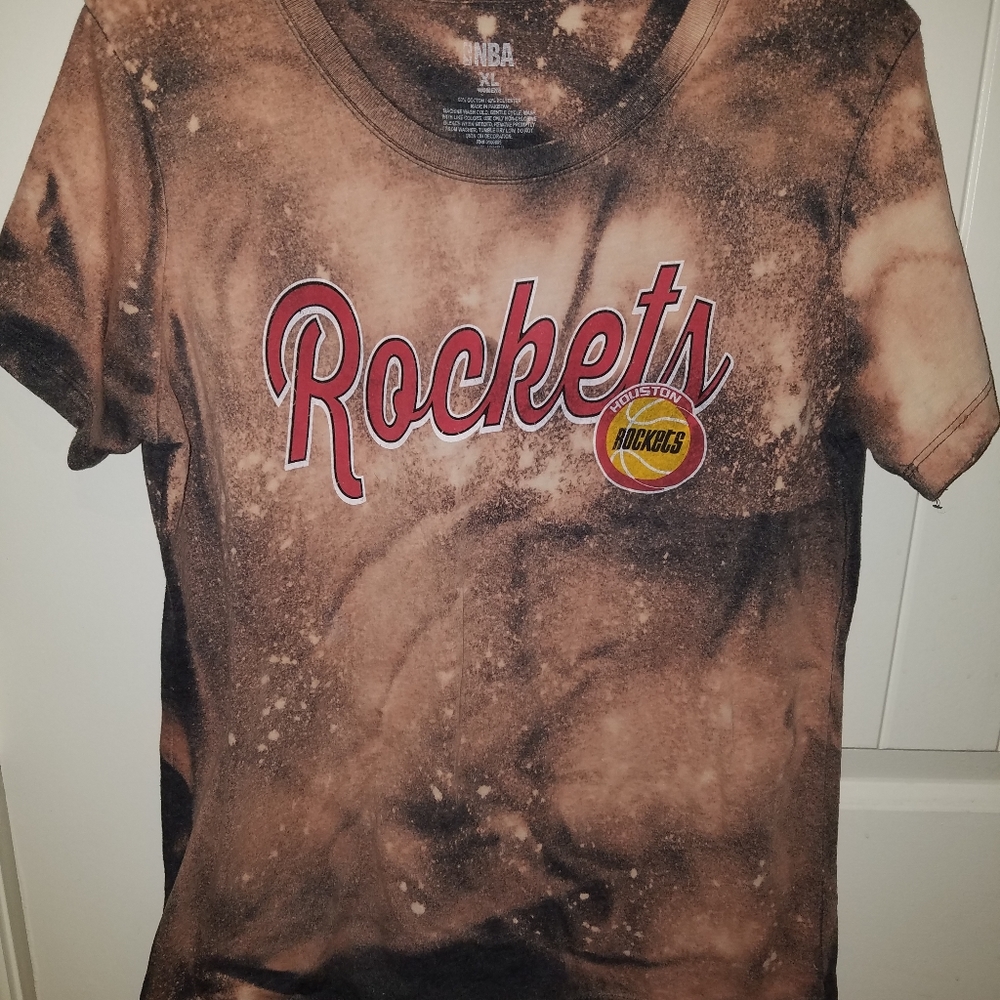 HOUSTON ROCKETS custom bleached women's tee size xl